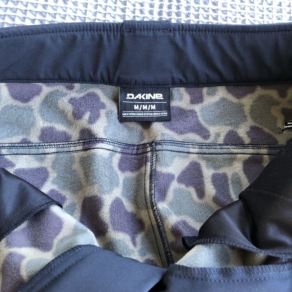 Dakine Snow Pants Mens M Black Camo Soft Shell Fleece Lined Ski Snowboard - Picture 5 of 16